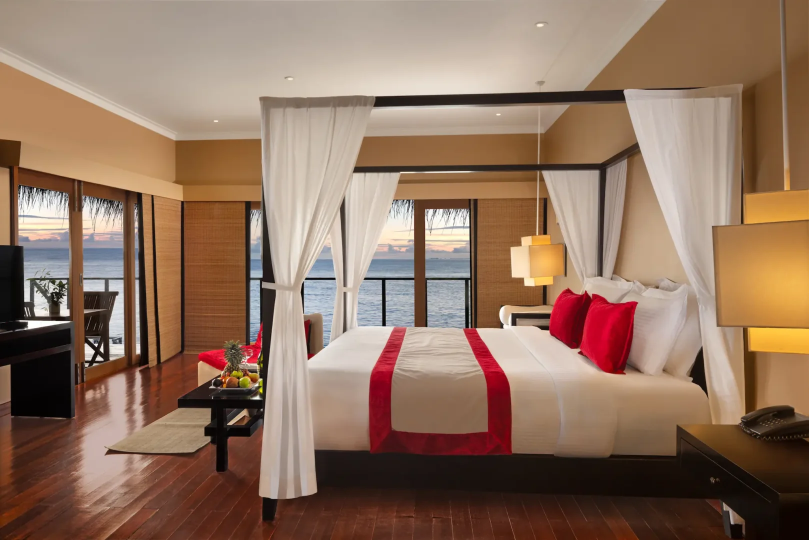 sunrise ocean villa serene indoor lounge at adaaran select hudhuranfushi maldives