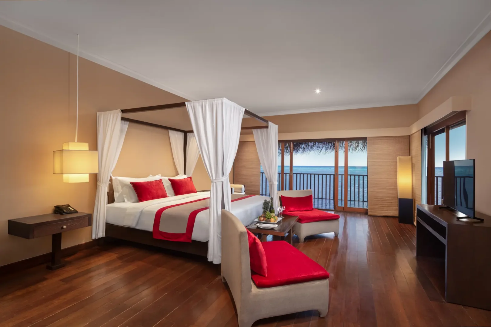 sunset ocean villa cozy interior space at adaaran select hudhuranfushi maldives