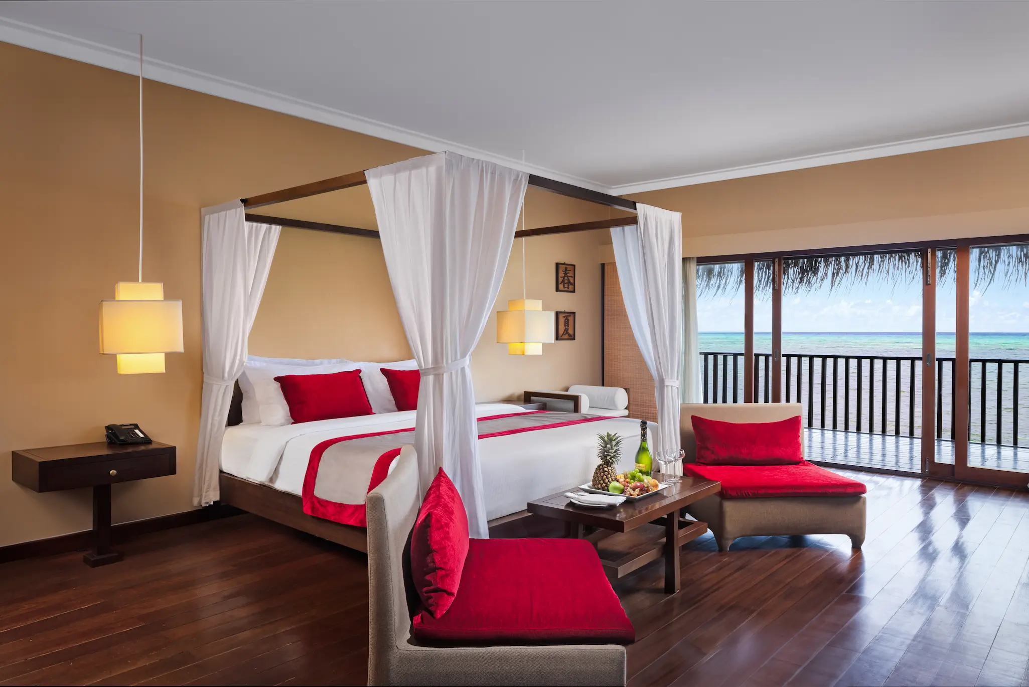 sunset ocean villa elegant indoor lounge at adaaran select hudhuranfushi maldives