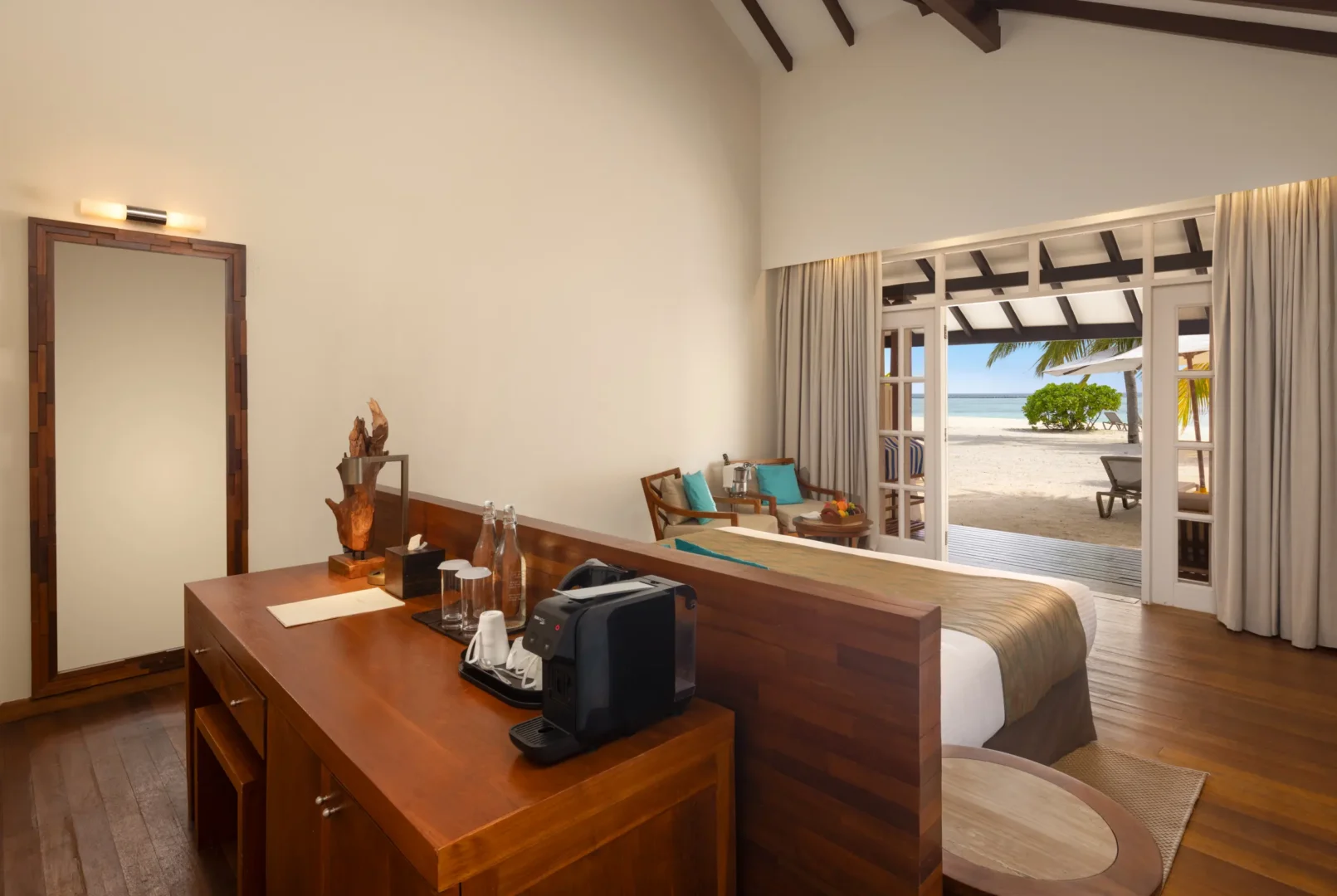 adaaran select meedhupparu raa atoll maldives sunset beach villa bed
