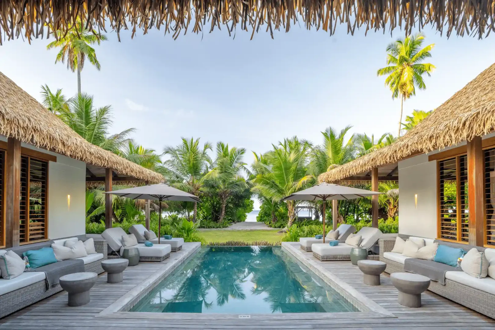 alphonse island seychelles the beach retreat with private pool, sun loungers, and panoramic ocean and tropical garden views