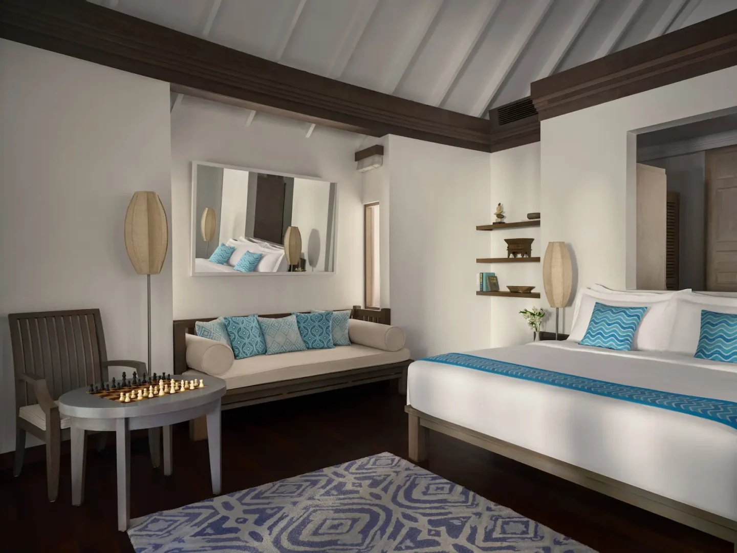 anantara dhigu maldives resort beach villa interior bedroom