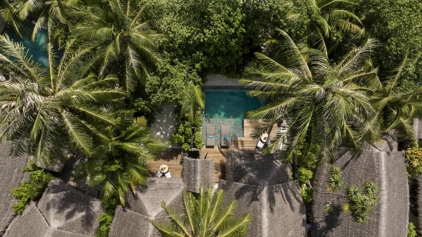 anantara dhigu maldives resort two bedroom anantara beach pool villa aerial