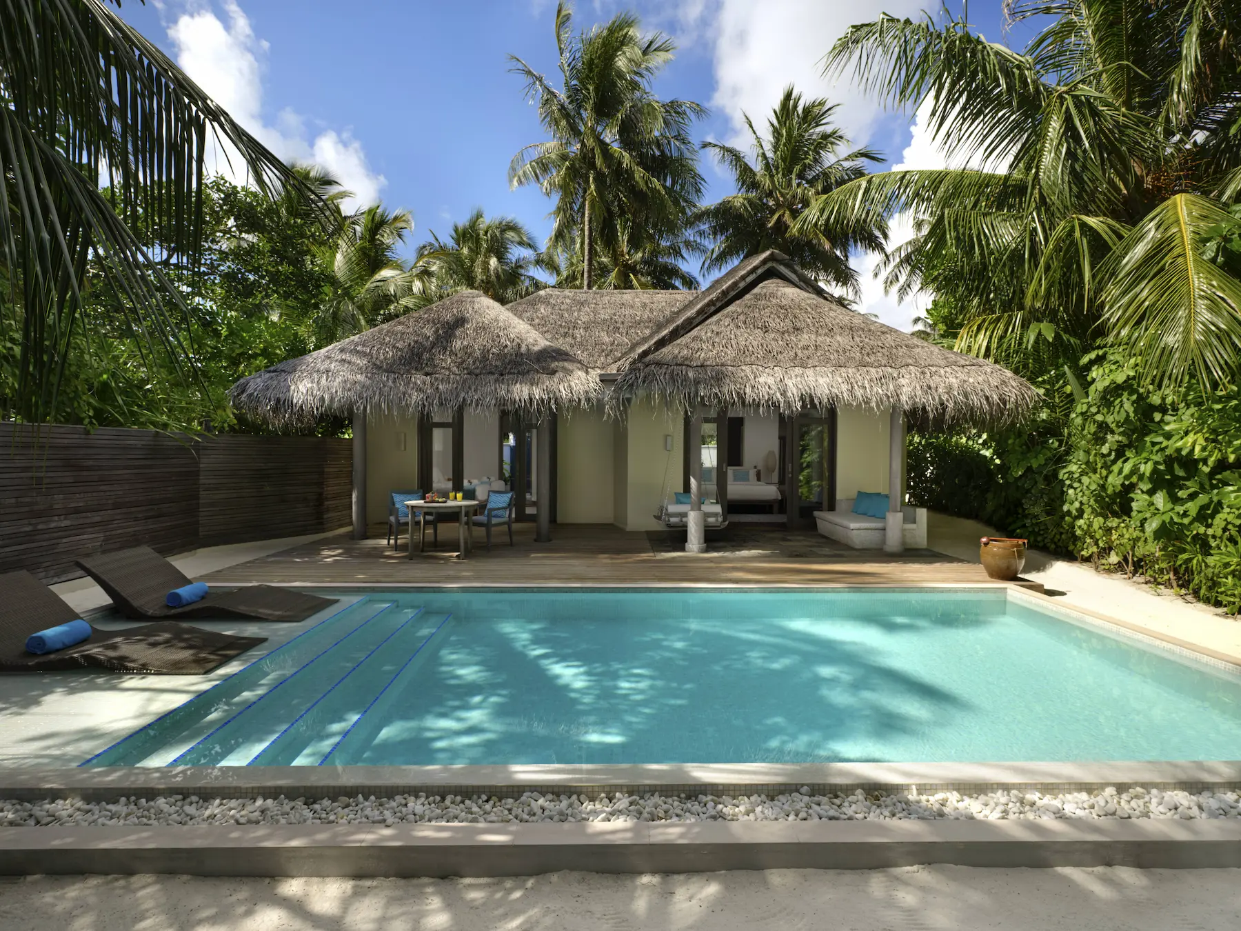 anantara dhigu maldives resort two bedroom family beach pool villa exterior