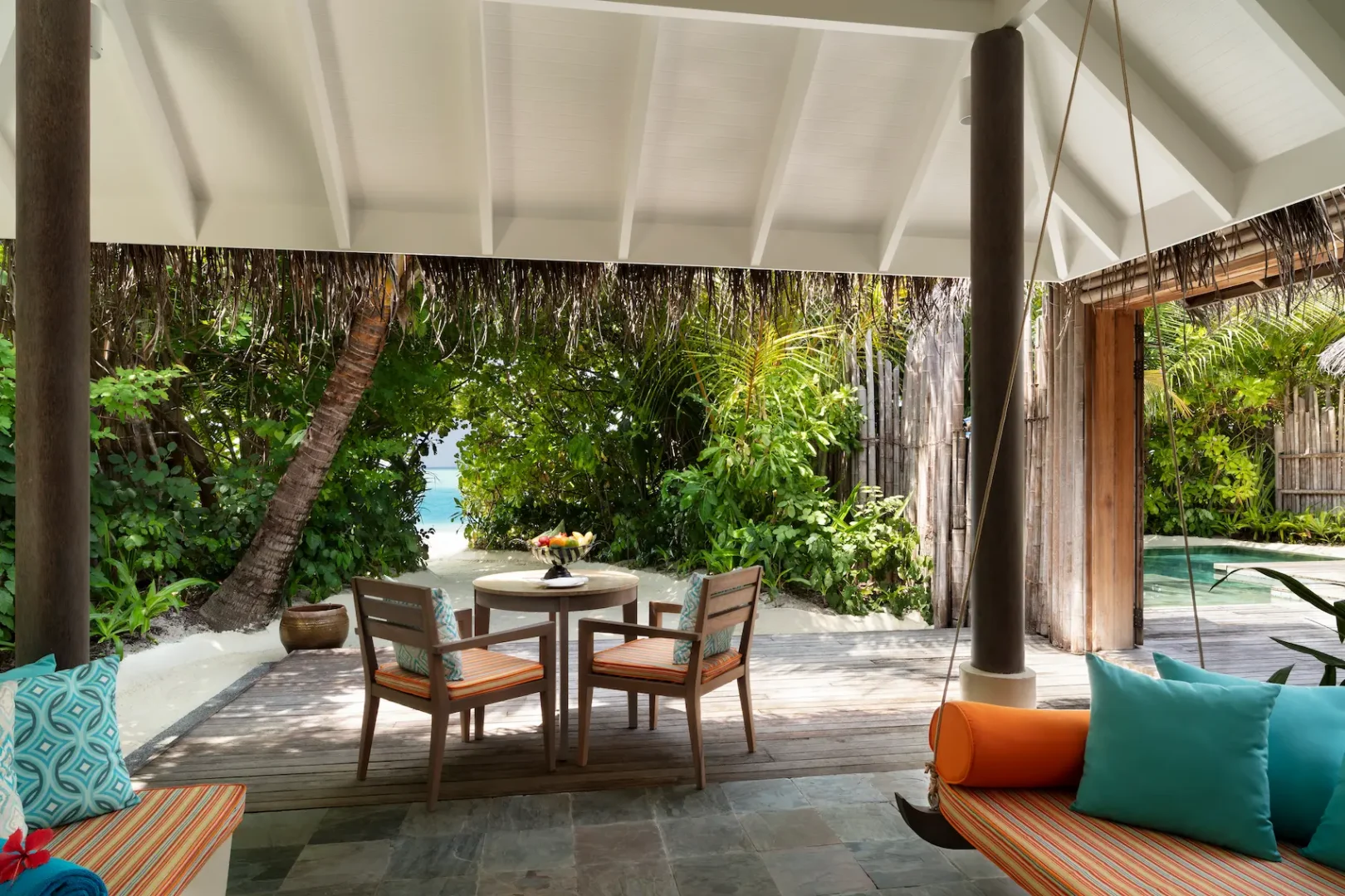 anantara dhigu maldives resort two bedroom pool villa exterior lounge area