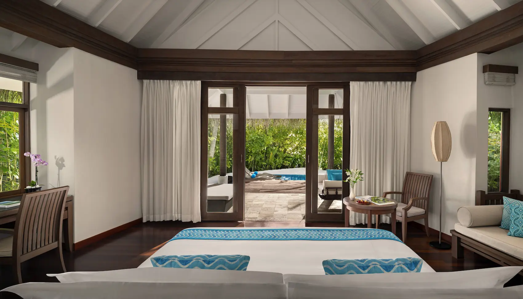 anantara dhigu maldives sunrise beach pool villa bedroom view
