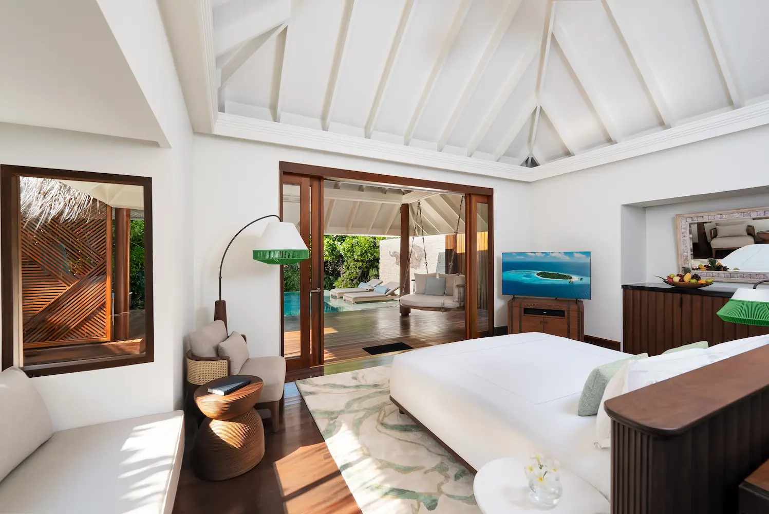 anantara kihavah maldives villas interior beach pool villa bedroom perspective