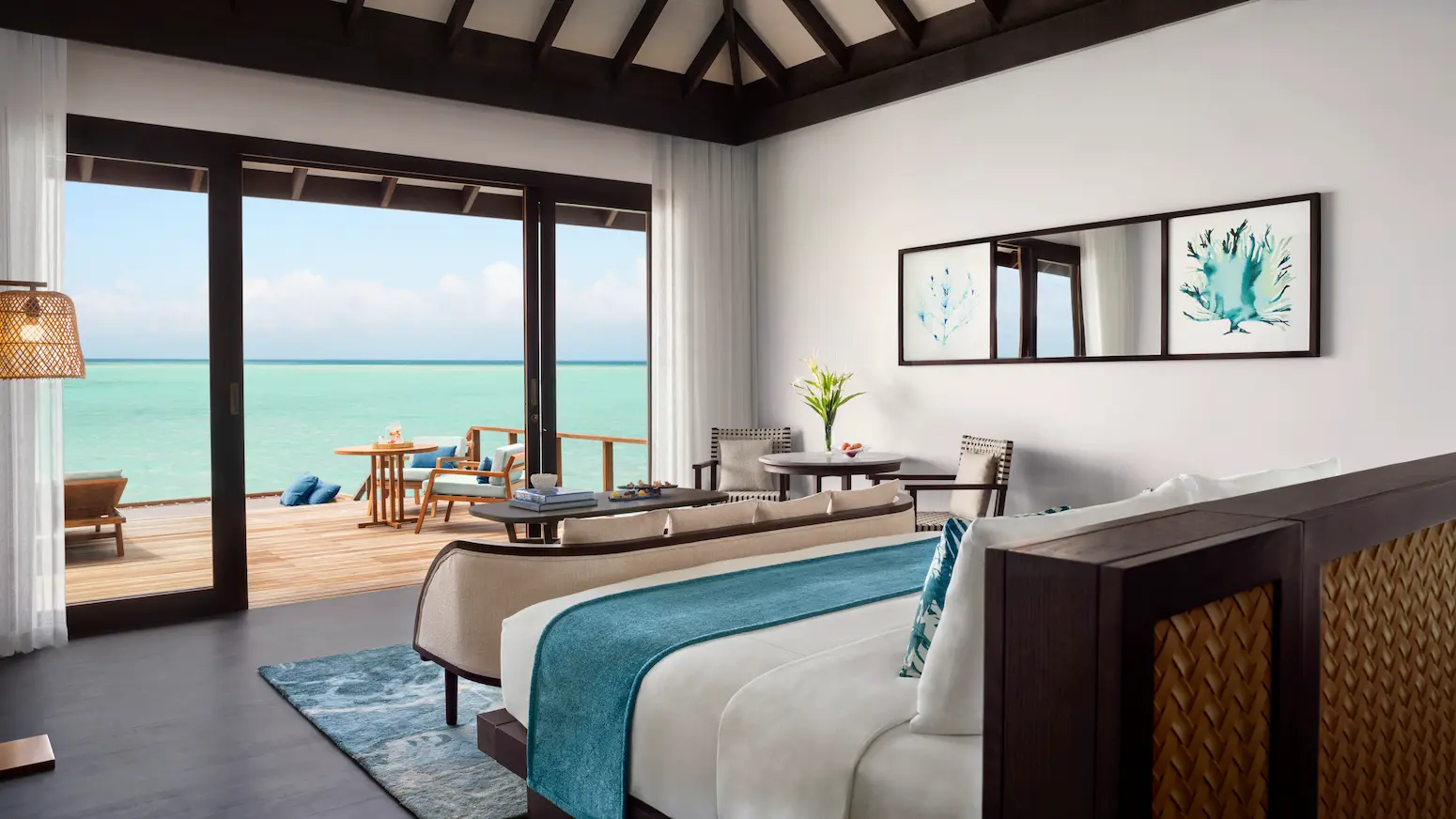 deluxe overwater pool villa bedroom at anantara veli maldives resort with serene lagoon views and calming island ambience