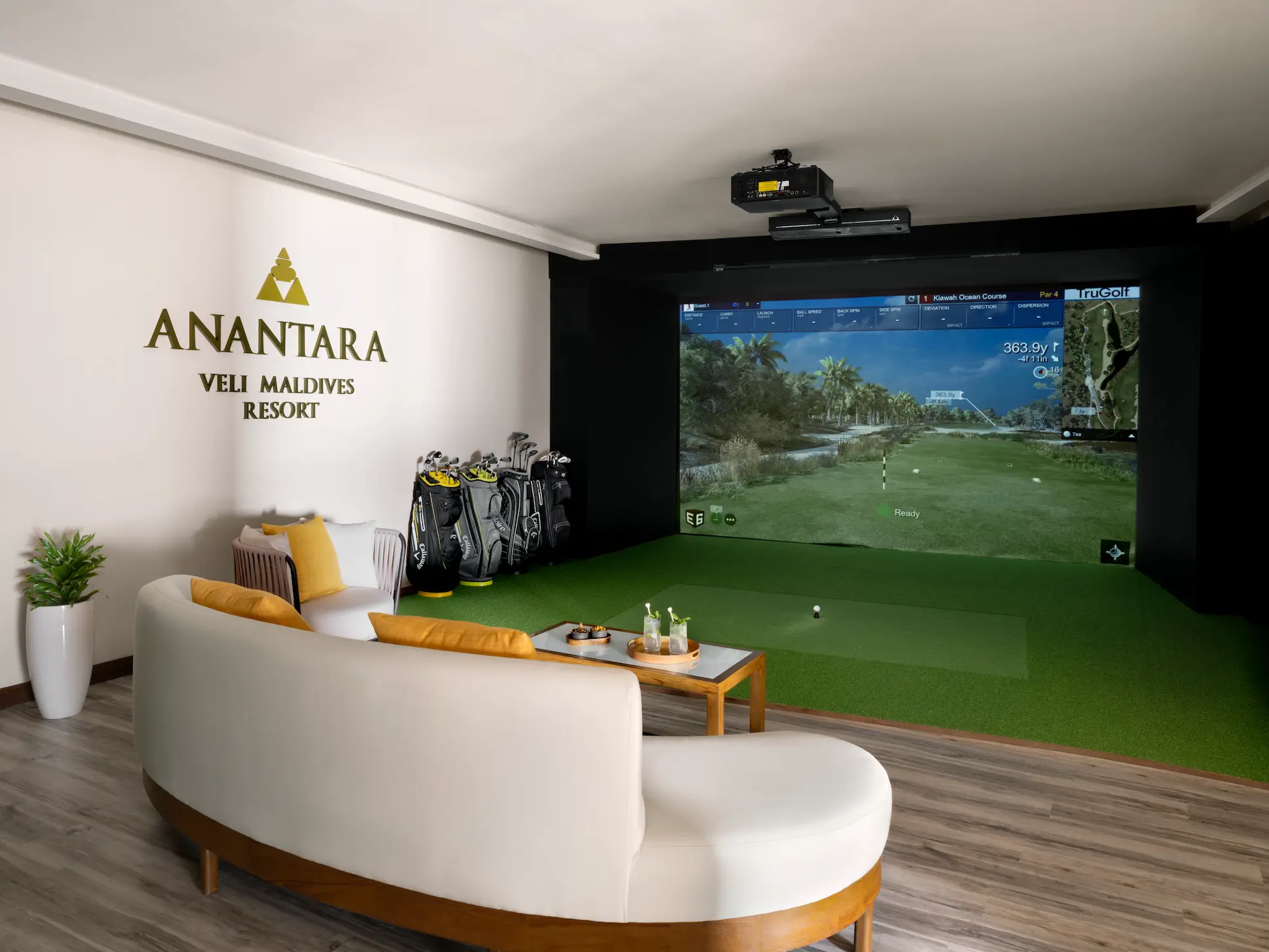modern golf studio interior at anantara veli maldives resort featuring refined training spaces and calm island ambience