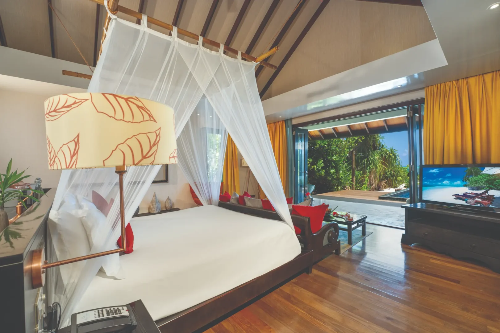 tranquil view from the bedroom of the kanifushi beach villa with private pool atmosphere kanifushi maldives
