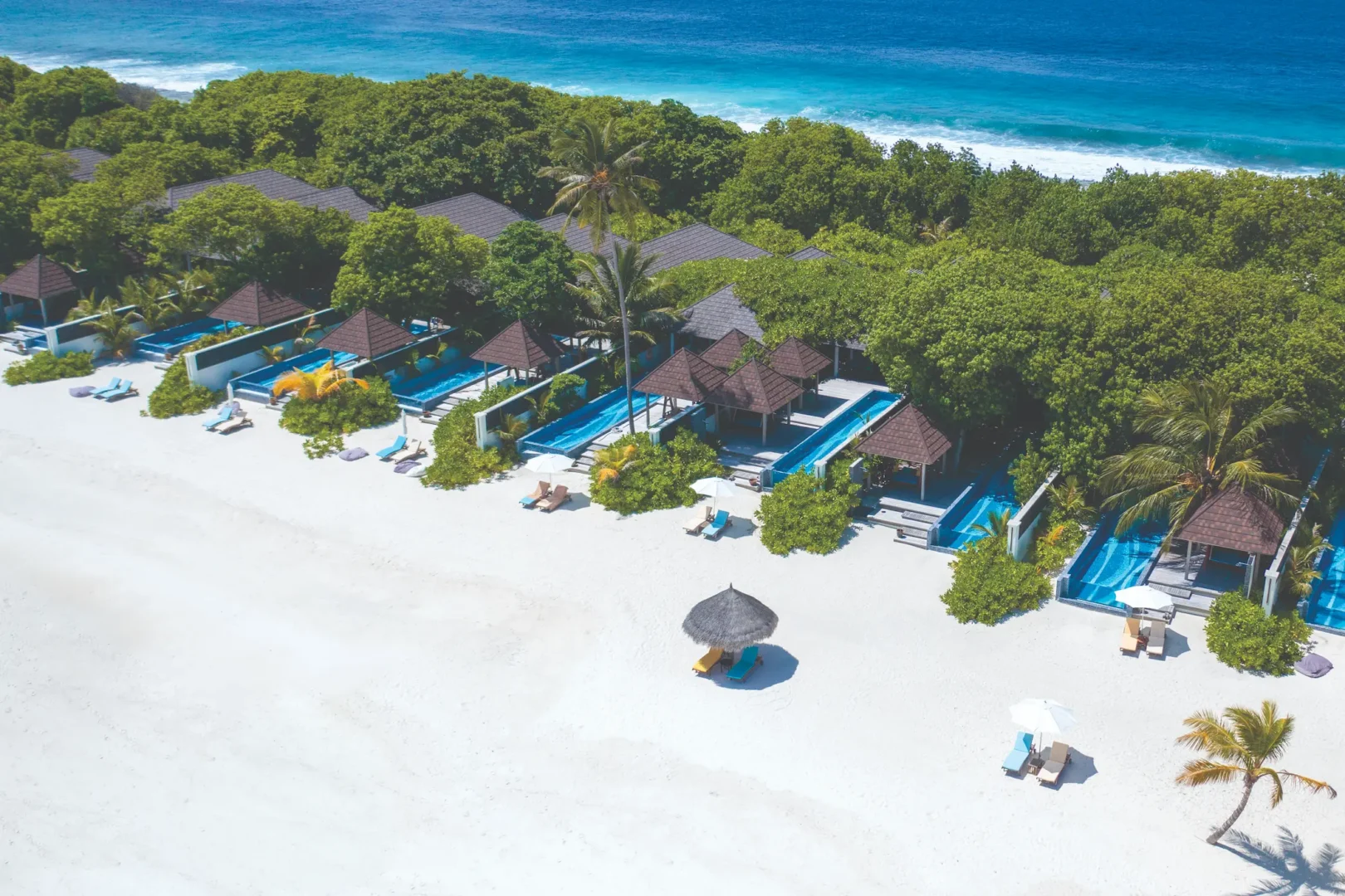 aerial perspective of kanifushi residence overlooking tranquil beach atmosphere kanifushi maldives