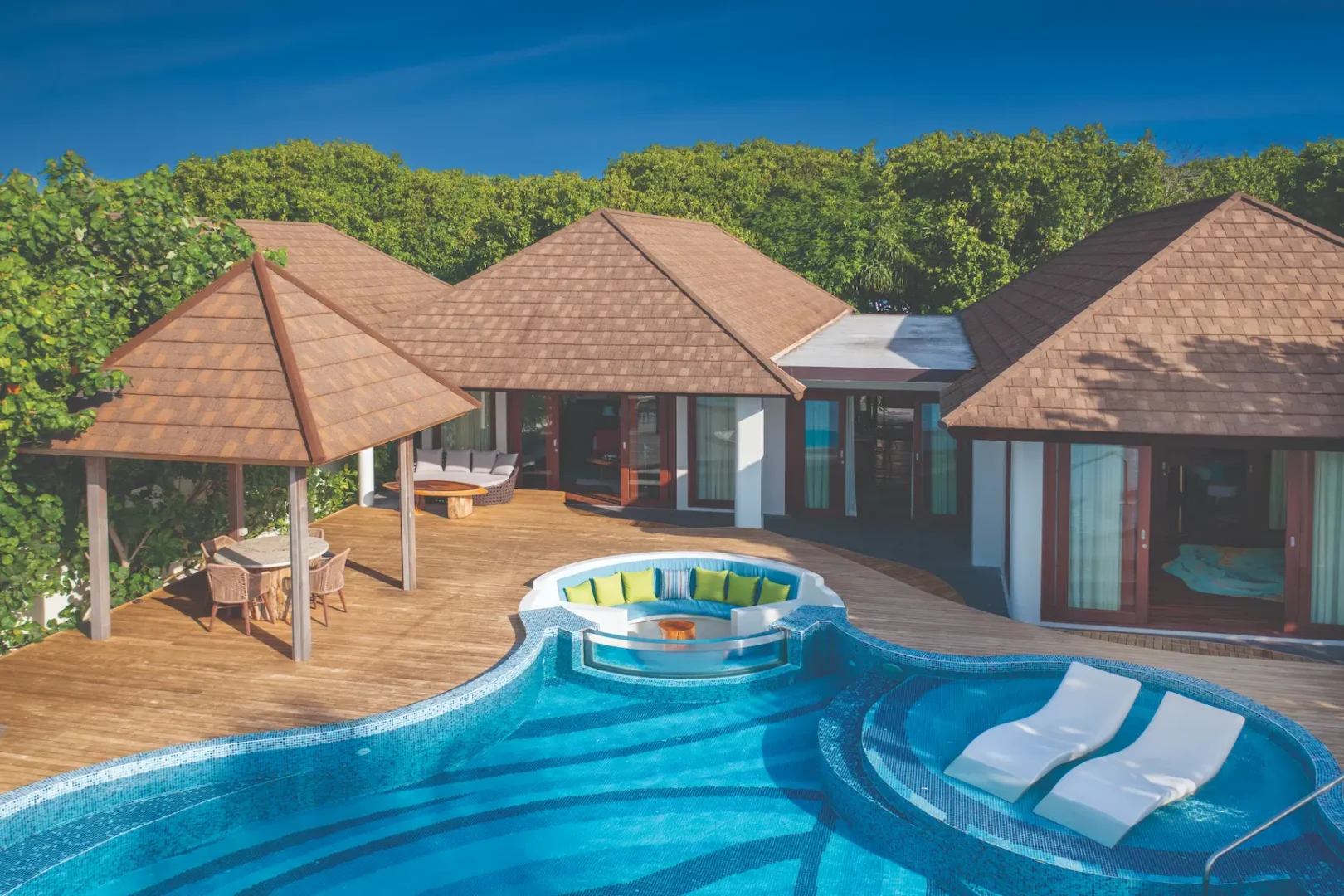 aerial view showcasing the exterior of the kanifushi residence atmosphere kanifushi maldives