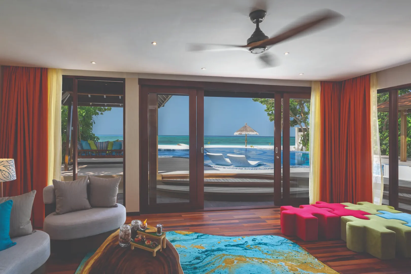 spacious living area inside the kanifushi residence atmosphere kanifushi maldives
