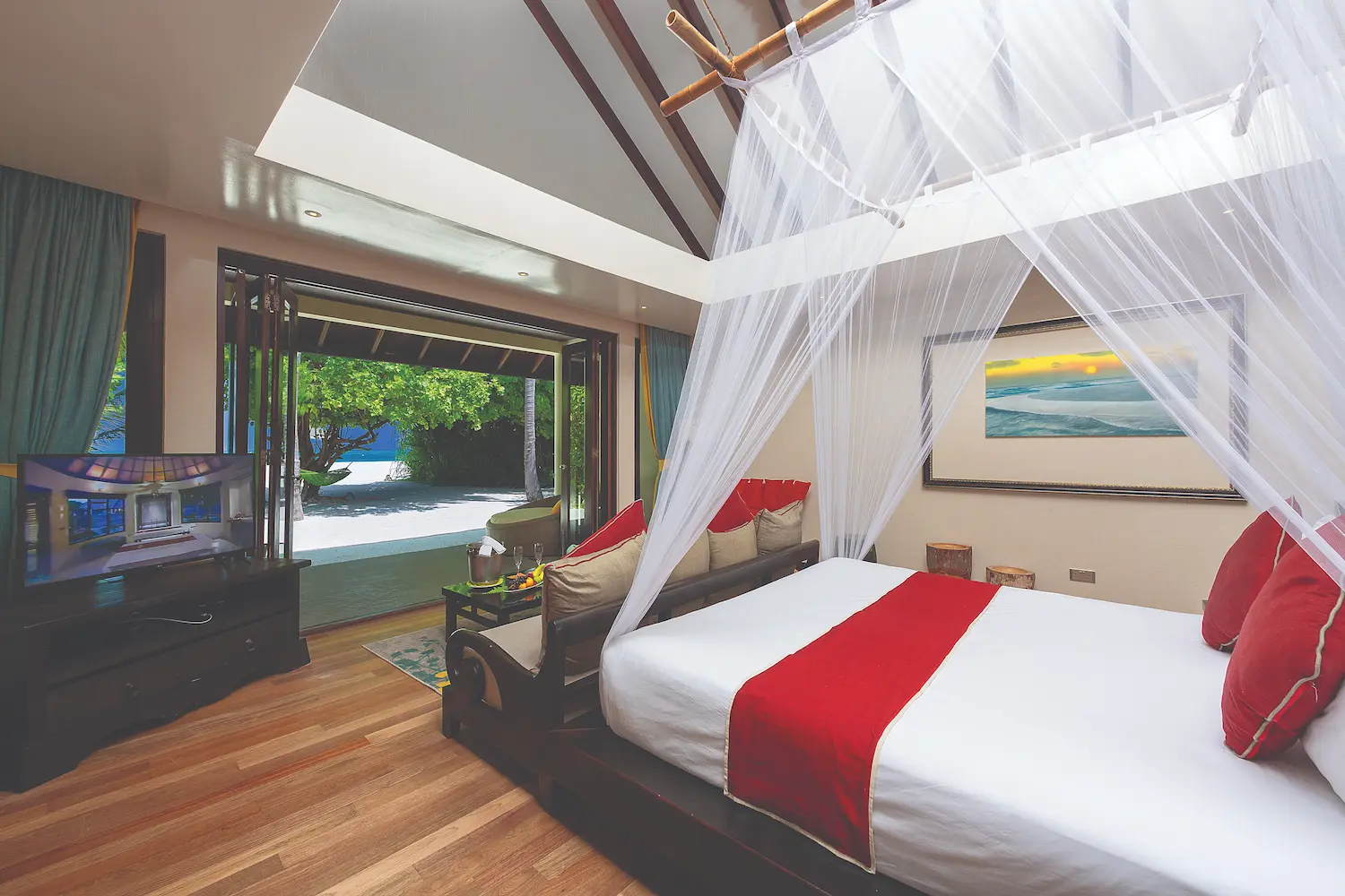 serene sunset beach villa outlook atmosphere kanifushi maldives