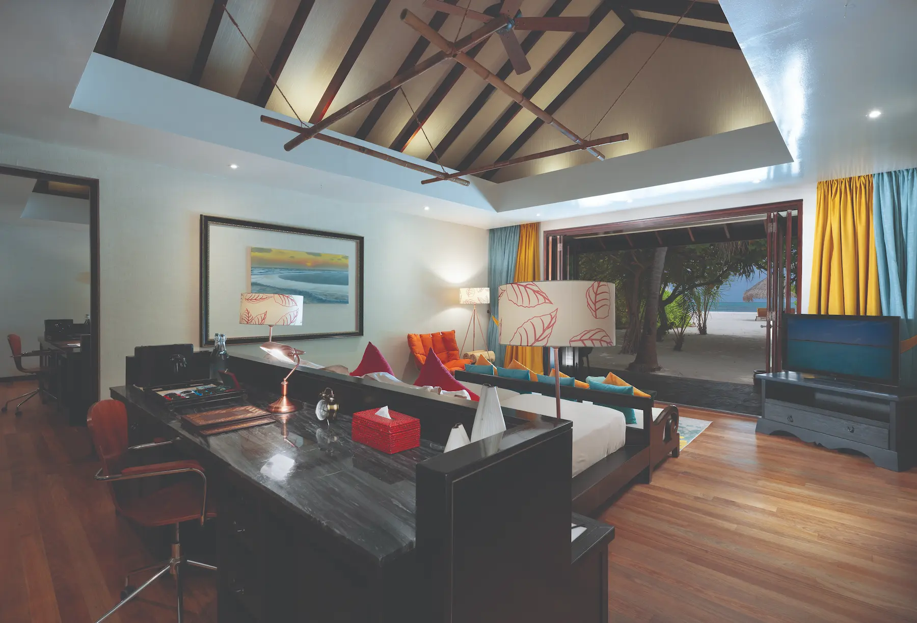 bright twin bedroom inside two bedroom sunset family beach villa atmosphere kanifushi maldives