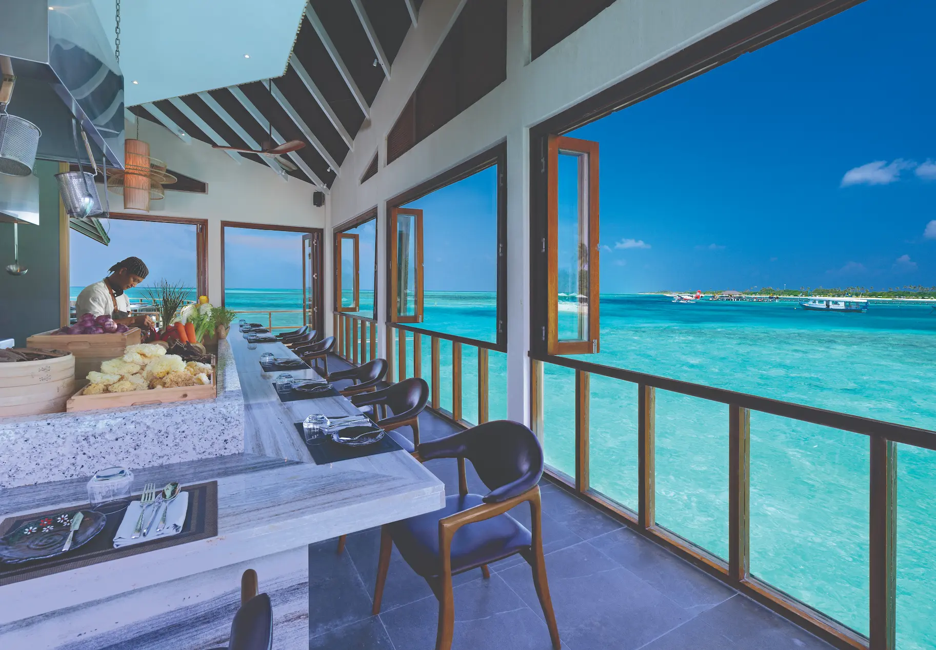 stylish pier six setting at atmosphere kanifushi