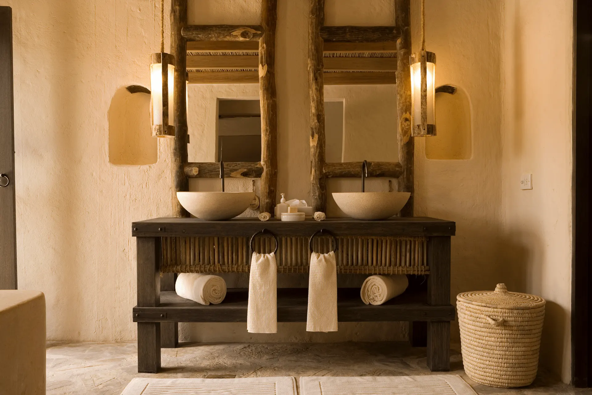 bathroom in pool villa at six senses zighy bay oman