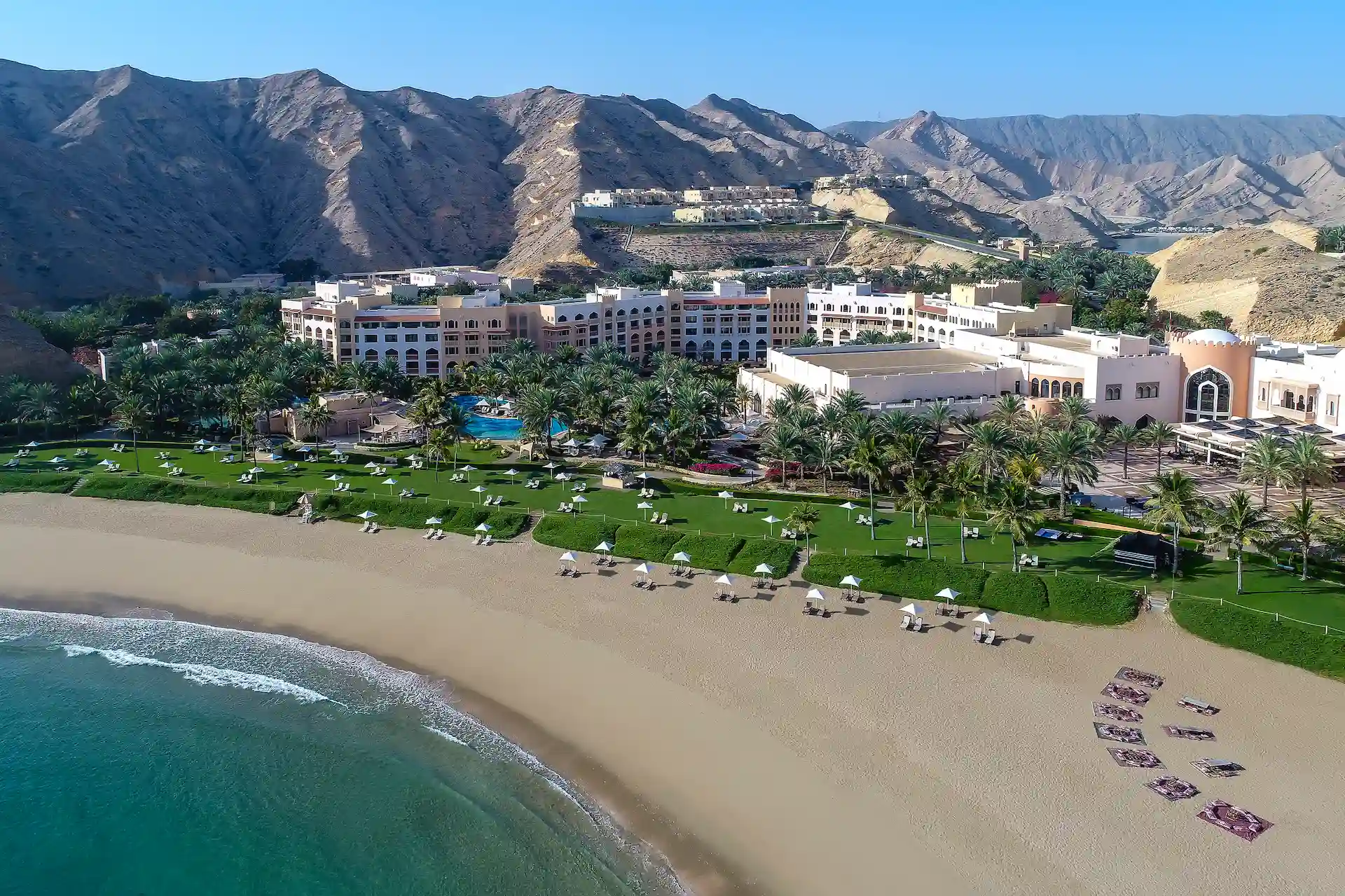 overhead perspective of resort beach at hilton muscat al bandar oman
