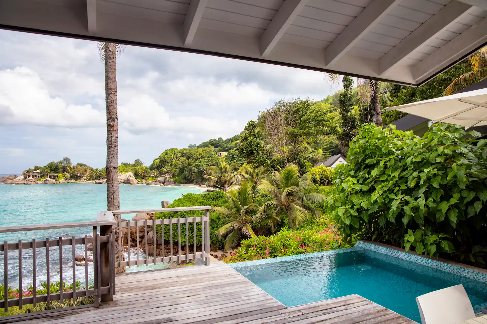 carana beach hotel ocean view pool chalet with private terrace overlooking turquoise sea