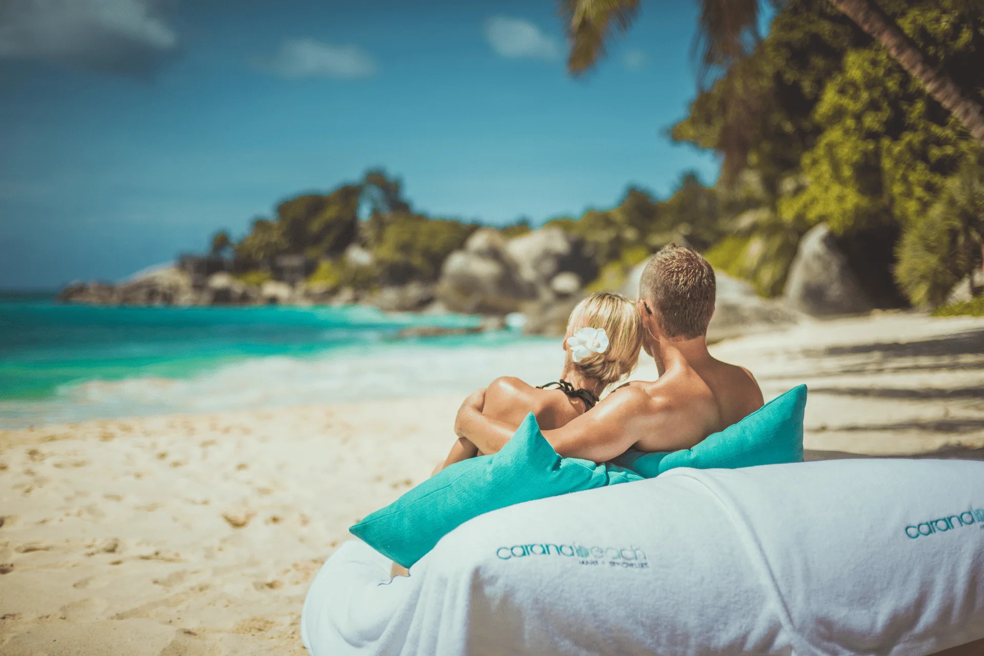carana beach hotel seychelles honeymoon suite with ocean view, private terrace, romantic setting, and tropical garden surroundings