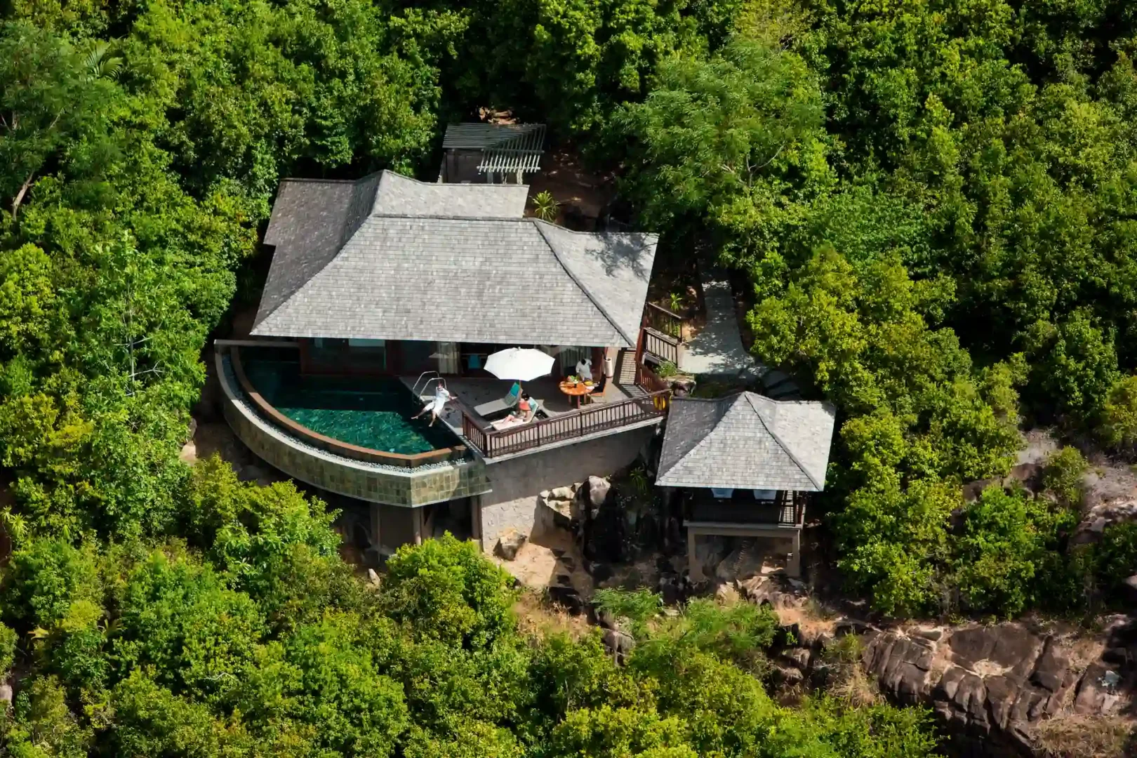 constance ephelia hillside villa aerial view showing villa layout pool
