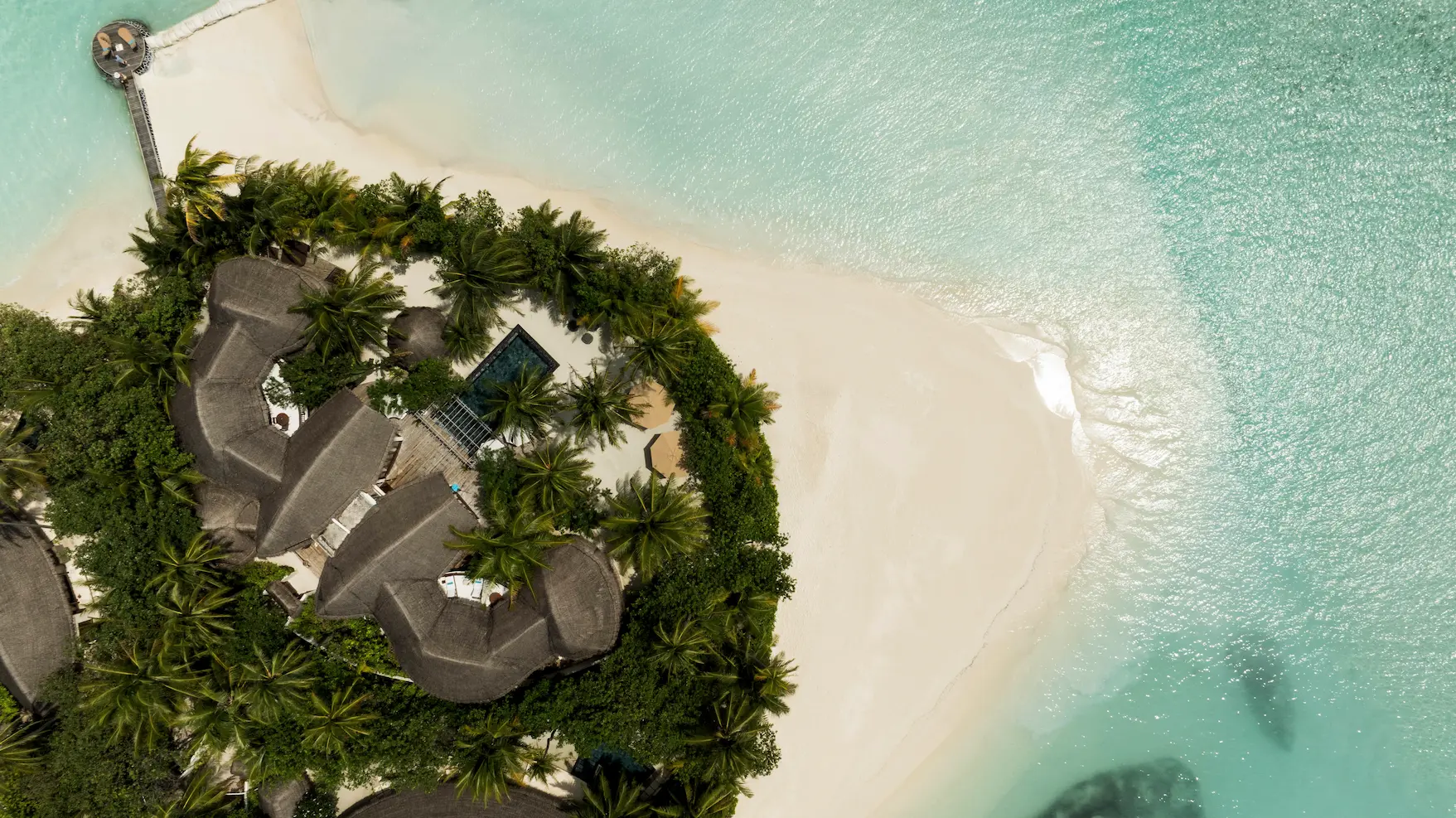 constance halaveli maldives presidential villa captured from an aerial view