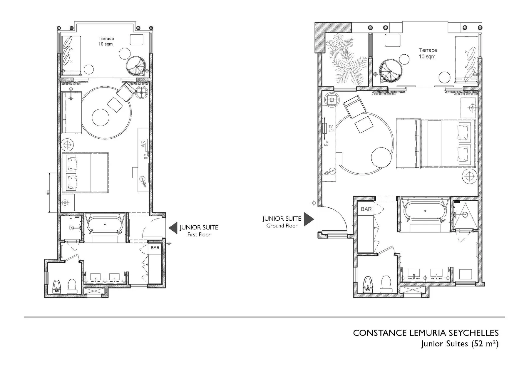 constance lemuria junior suite floor plan showing layout of bedroom bathroom and living area