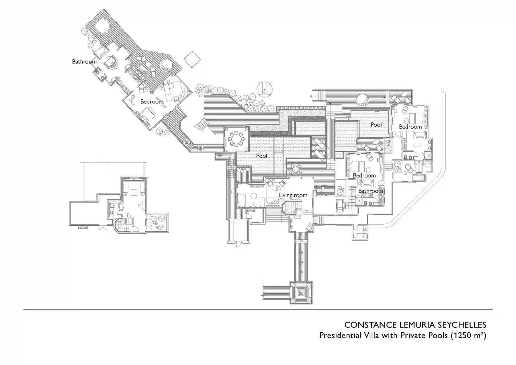 constance lemuria presidential suite floor plan showing bedrooms living areas bathrooms and terrace layout
