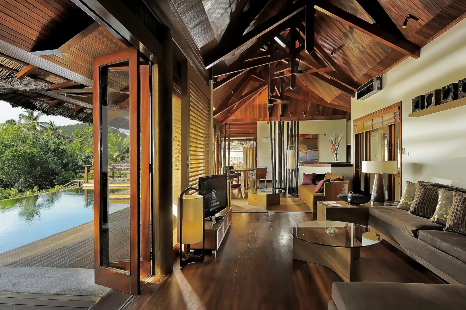 constance lemuria presidential villa terrace with seating area and tropical ocean view