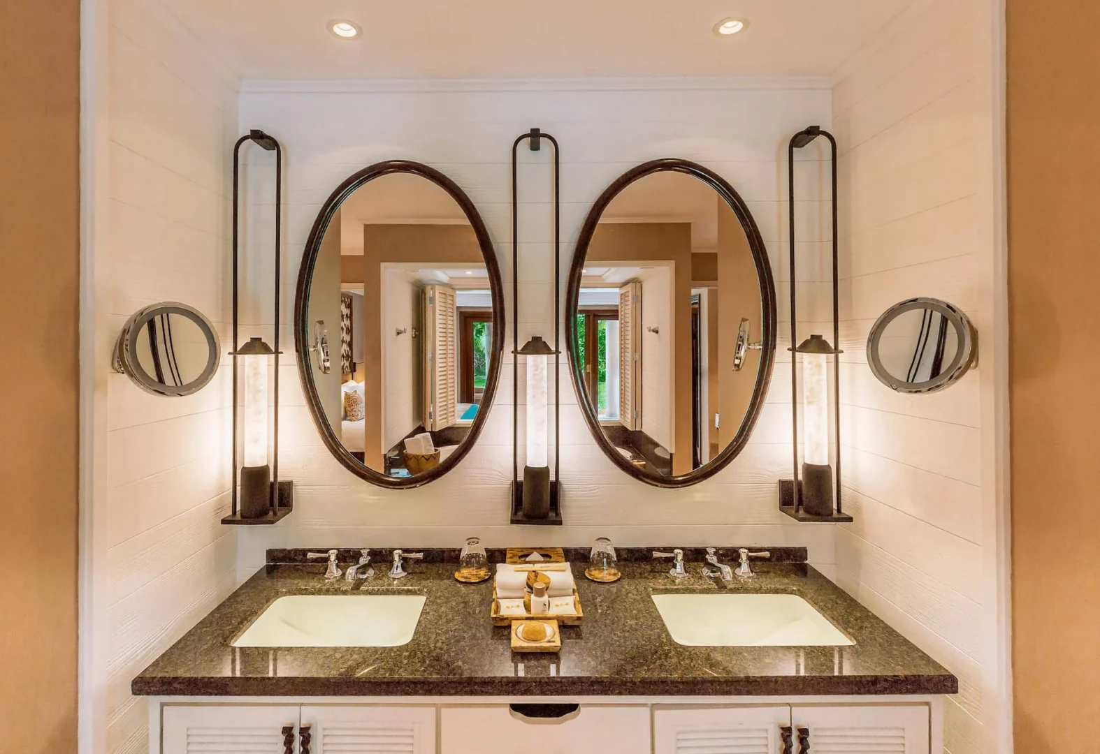 constance lemuria senior suite bathroom sinks with elegant countertop and tropical design