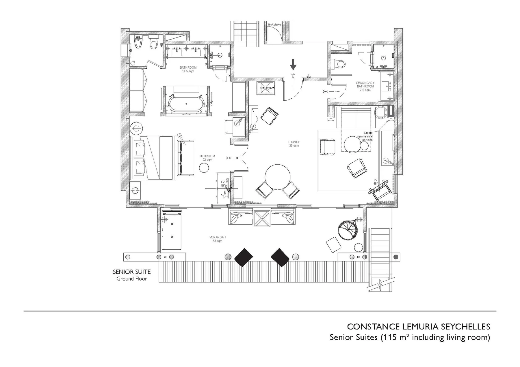 constance lemuria senior suite floor plan showing bedroom living area and bathroom layout