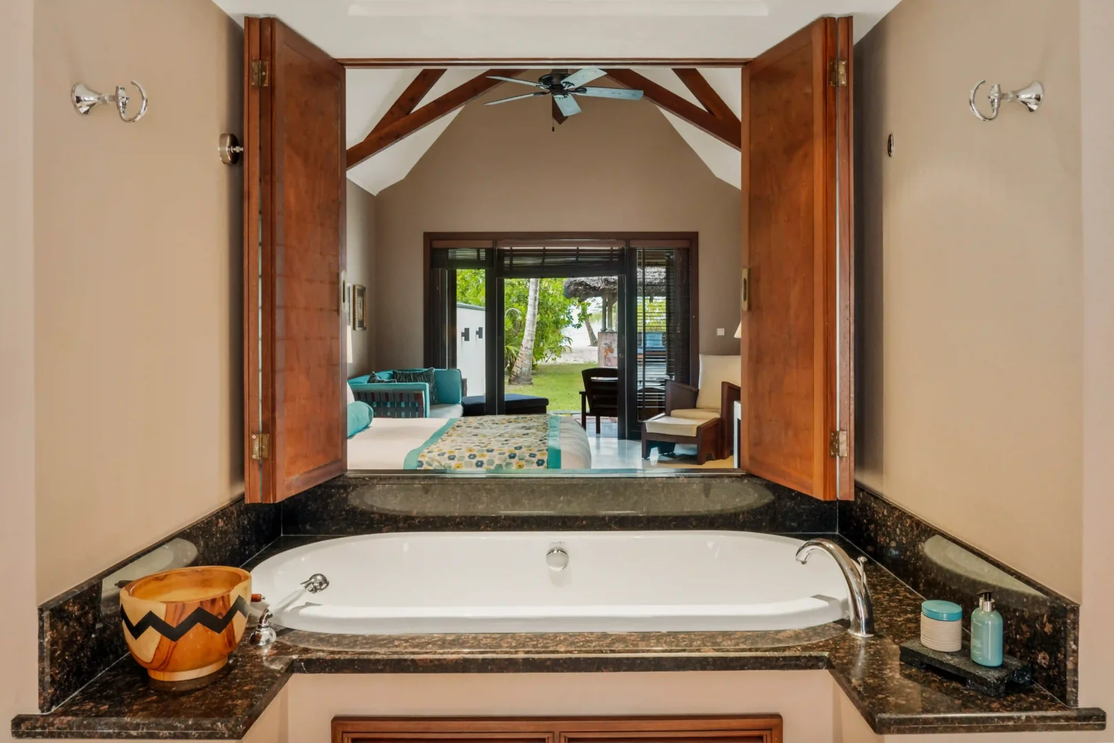 constance lemuria villa bathroom with bathtub shower and elegant tropical design