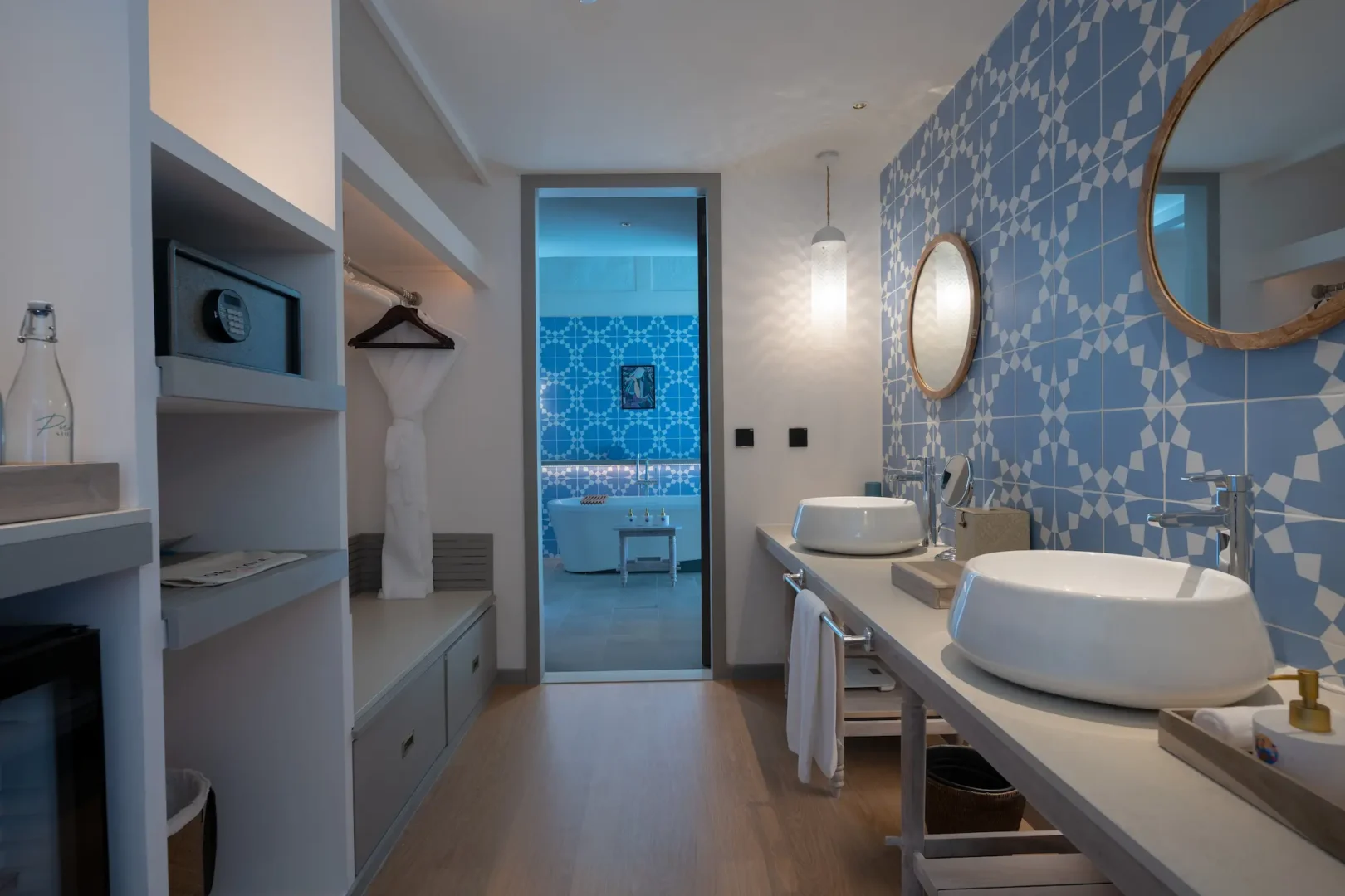 refined lagoon villa vanity view at cora cora maldives featuring elegant finishes and serene coastal lighting