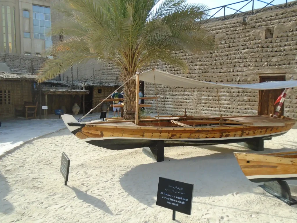 Dubai Museum inside al fahidi fort with traditional exhibits and historic displays showing life in old dubai
