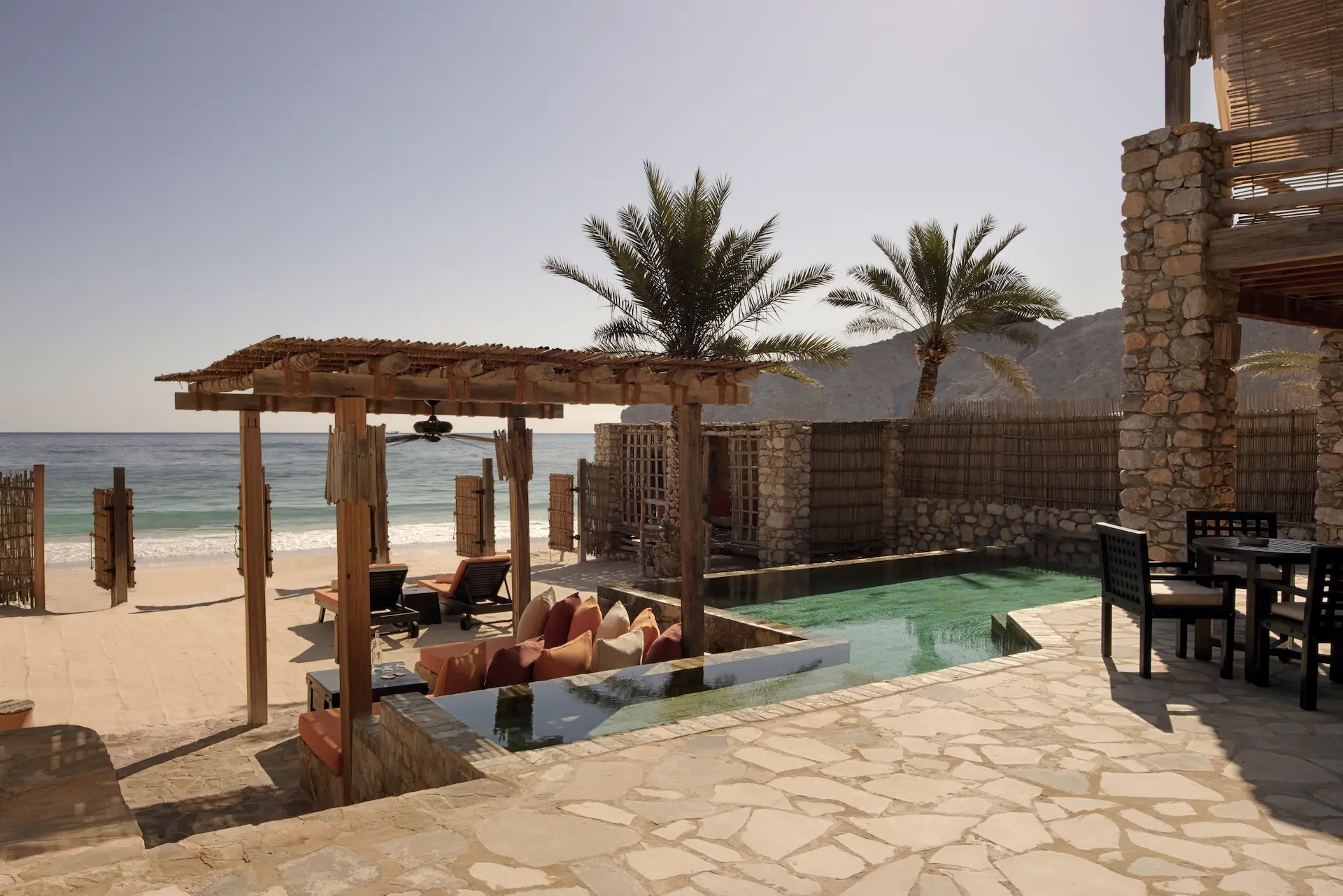 exterior of duplex two bedroom pool villa suite at six senses zighy bay oman