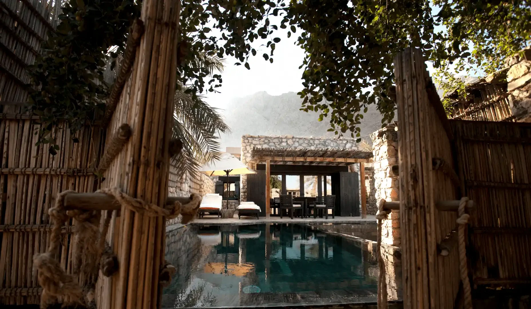 exterior of pool villa at six senses zighy bay oman