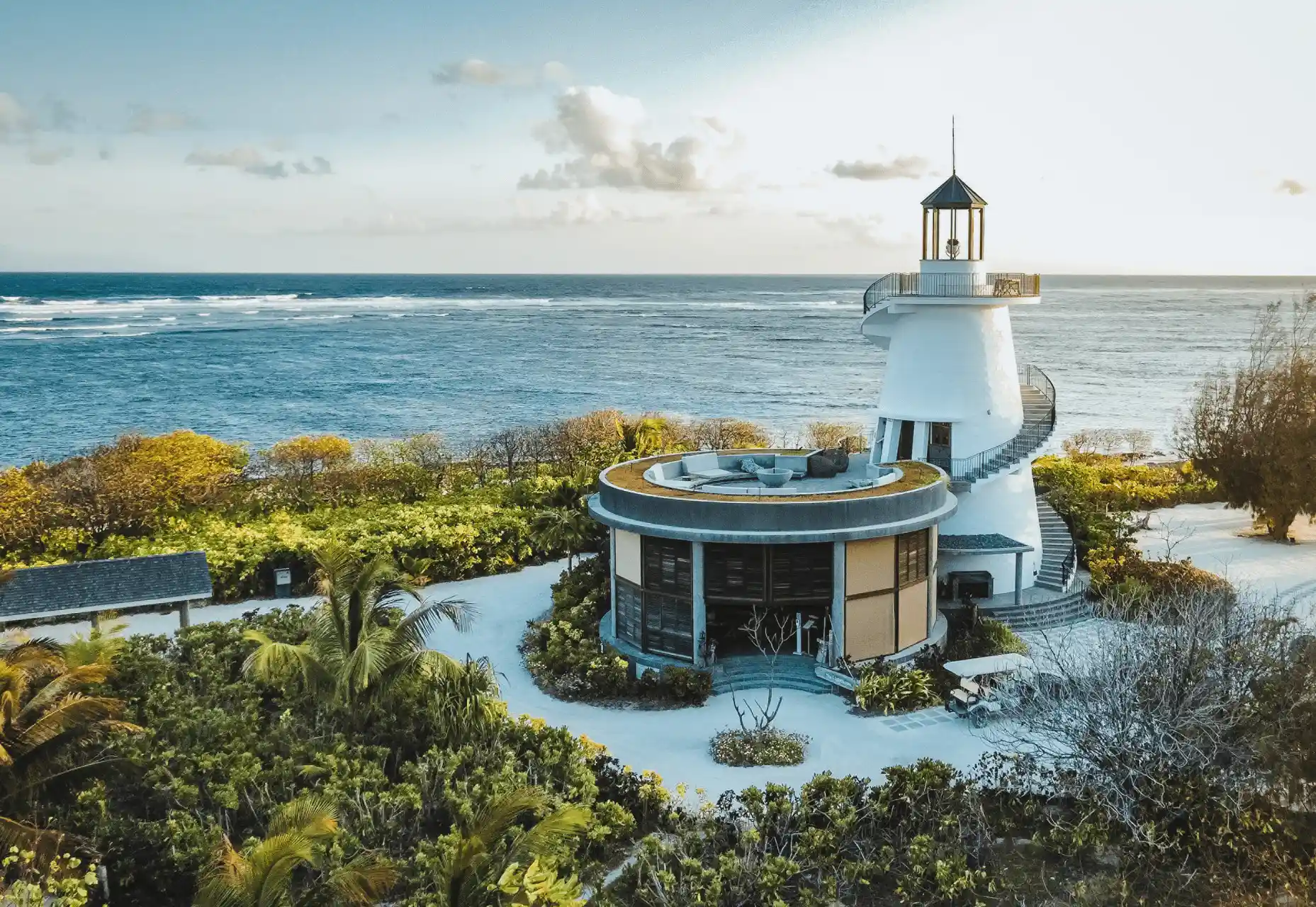 lighthouse restaurant at four seasons resort desroches seychelles with ocean view dining and tropical surroundings