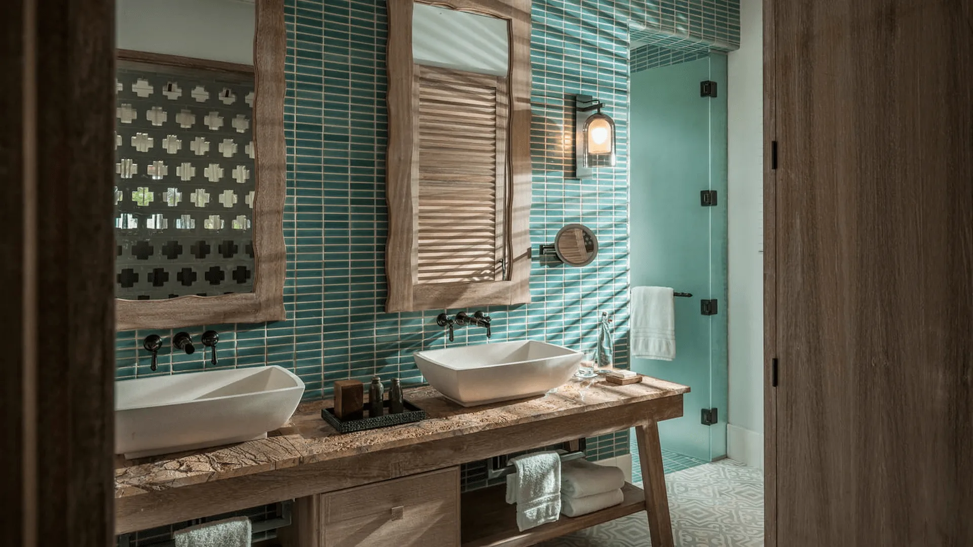 "double sink bathroom in a two bedroom presidential villa at four seasons resort desroches seychelles