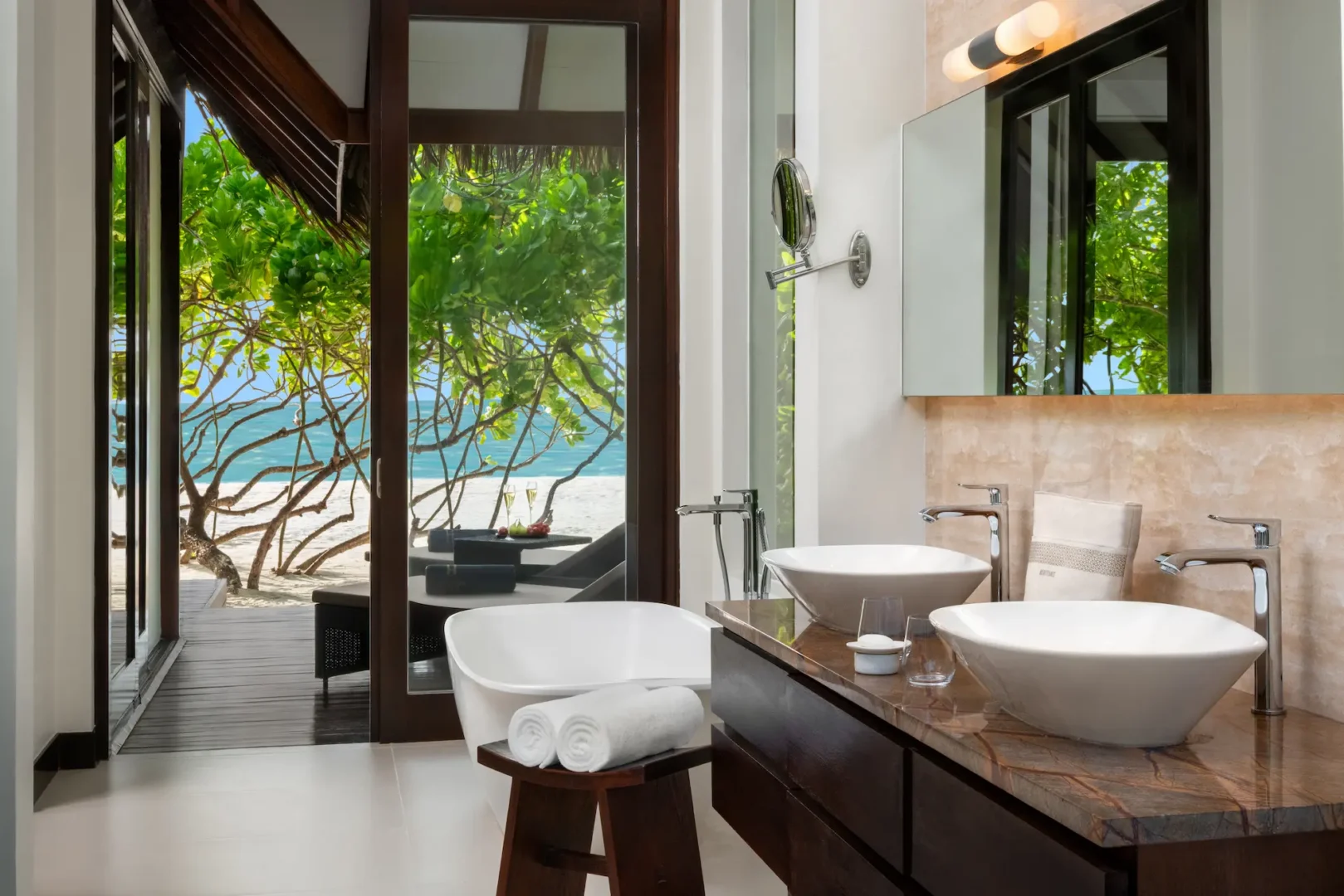 heritance aarah maldives beach villa bathroom with elegant tropical design and serene spa like ambiance