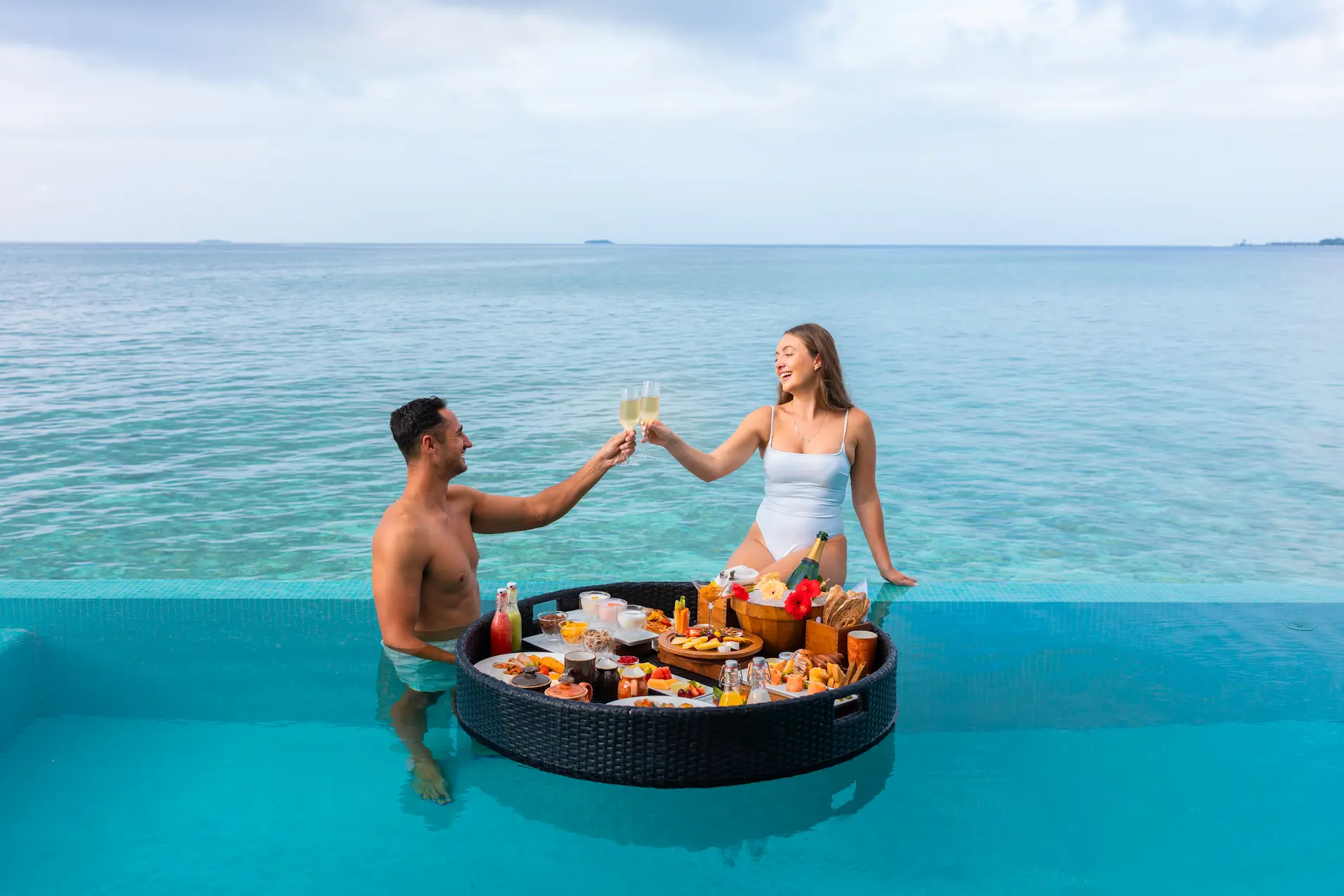heritance aarah maldives floating breakfast featuring an indulgent poolside dining experience with tropical flavours and serene island ambience