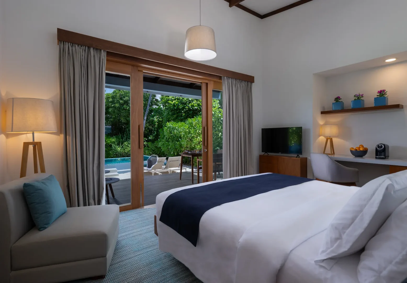 ifuru island maldives sunset beach villa with pool interior featuring refined contemporary design and serene island luxury ambience