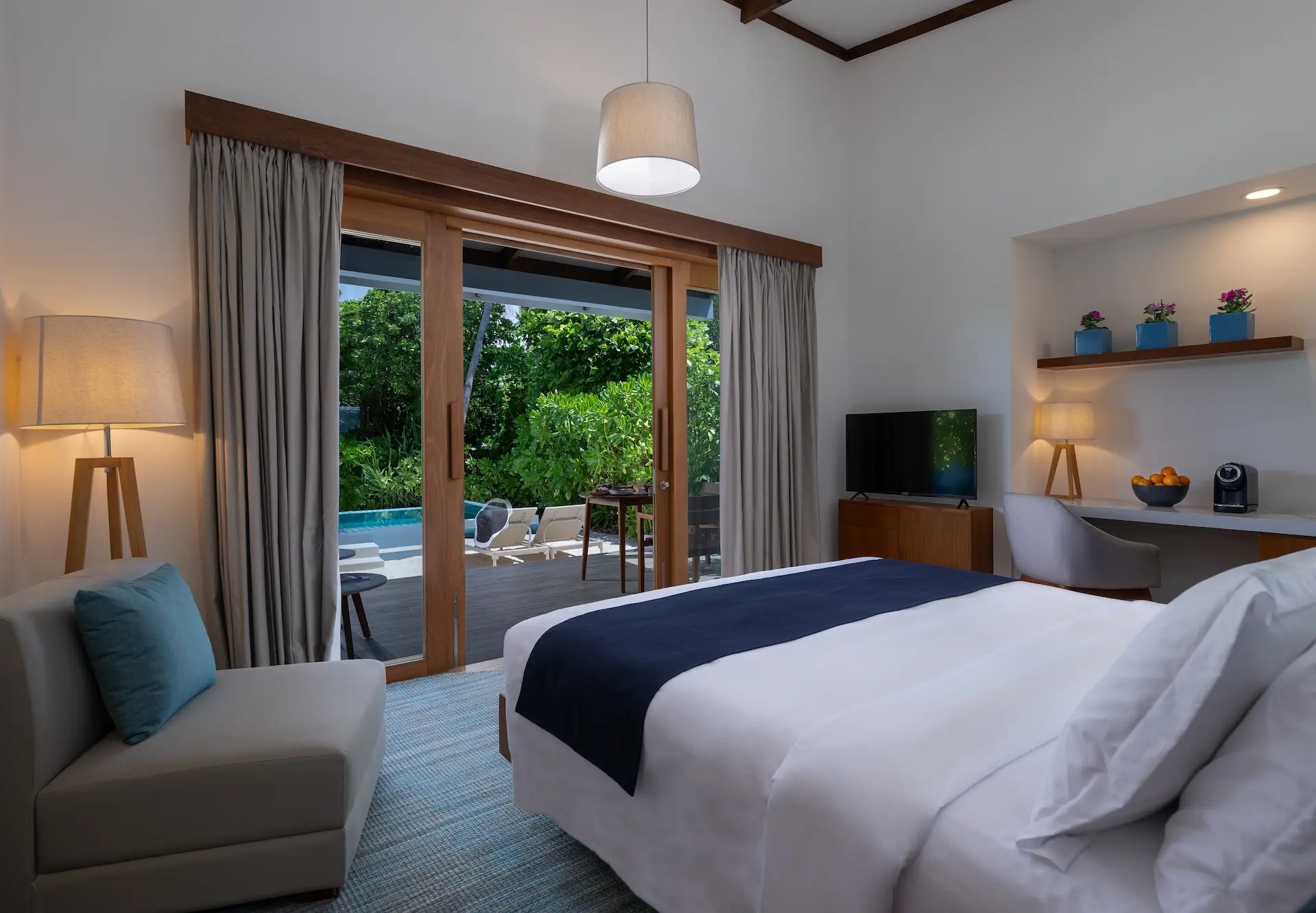 ifuru island maldives sunset beach villa with pool interior featuring refined contemporary design and serene island luxury ambience
