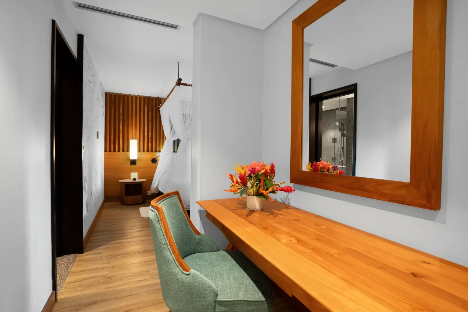 kempinski seychelles resort deluxe lagoon view suite with desk and lagoon view