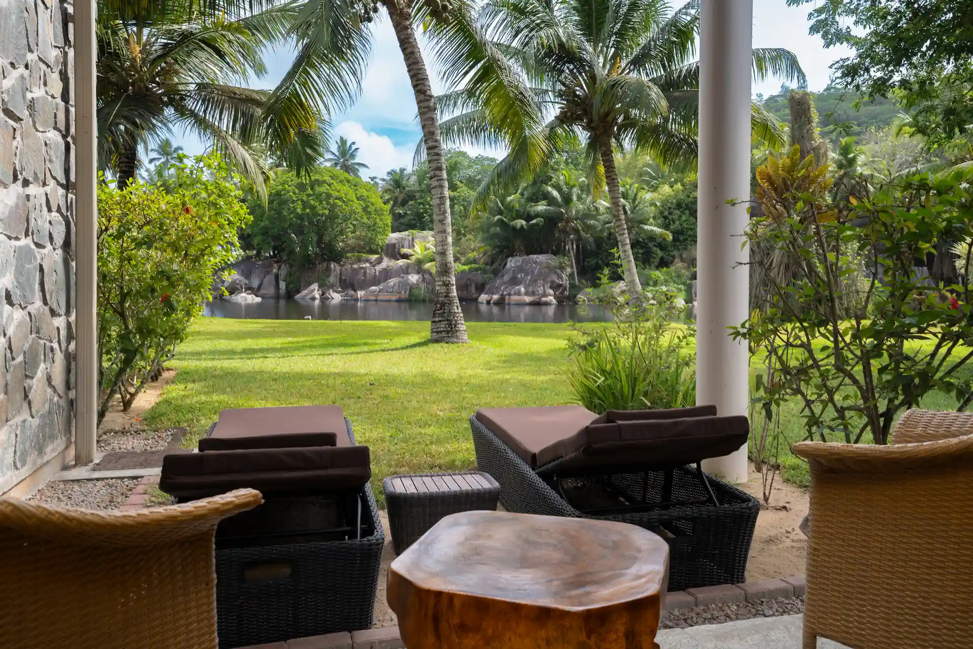 kempinski seychelles resort deluxe lagoon view room with terrace overlooking lagoon