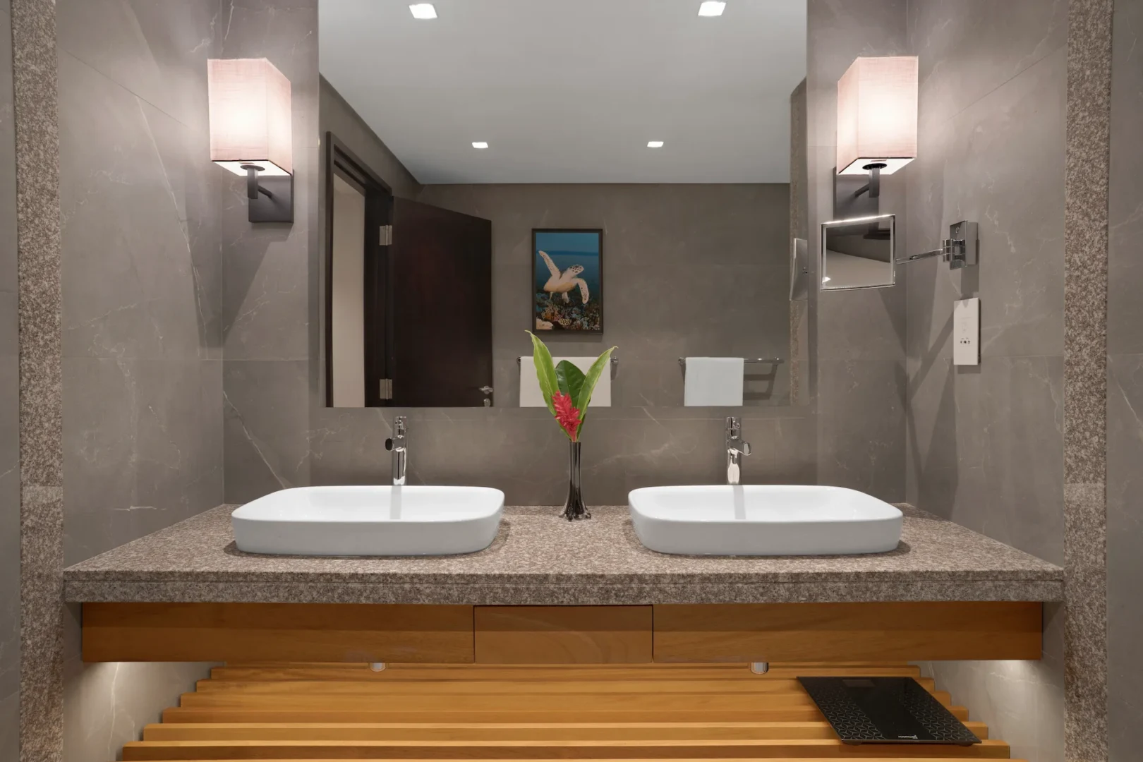 kempinski seychelles resort superior hill view room bathroom with double sinks