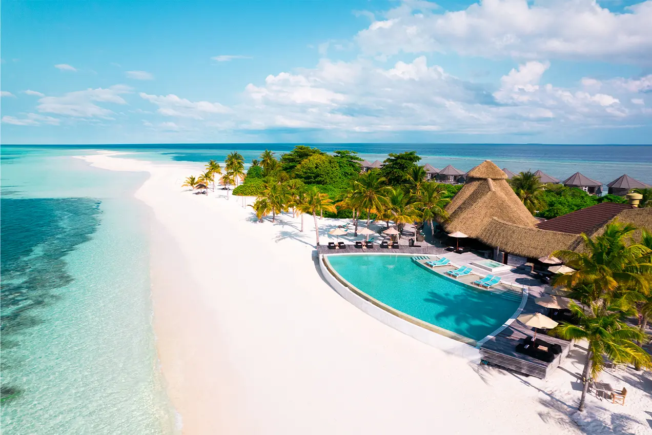kuredu island resort & spa maldives aerial main pool