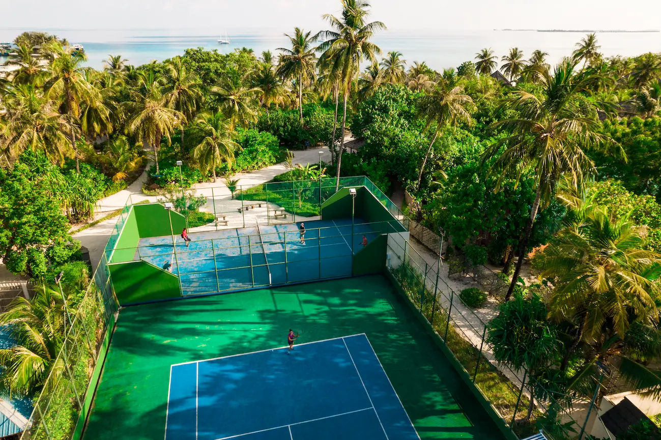 kuredu island resort & spa maldives paddle tennis court aerial
