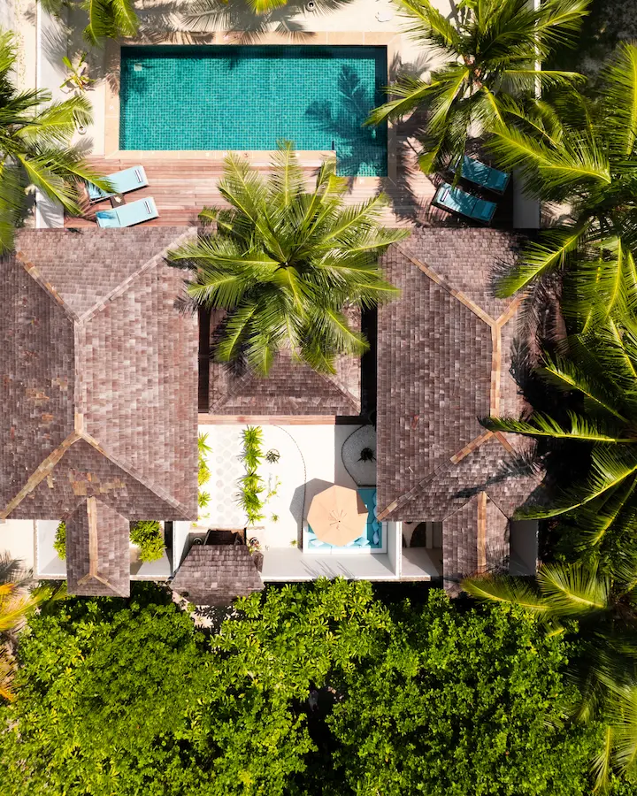 kuredu island resort & spa maldives private pool villa family suite drone