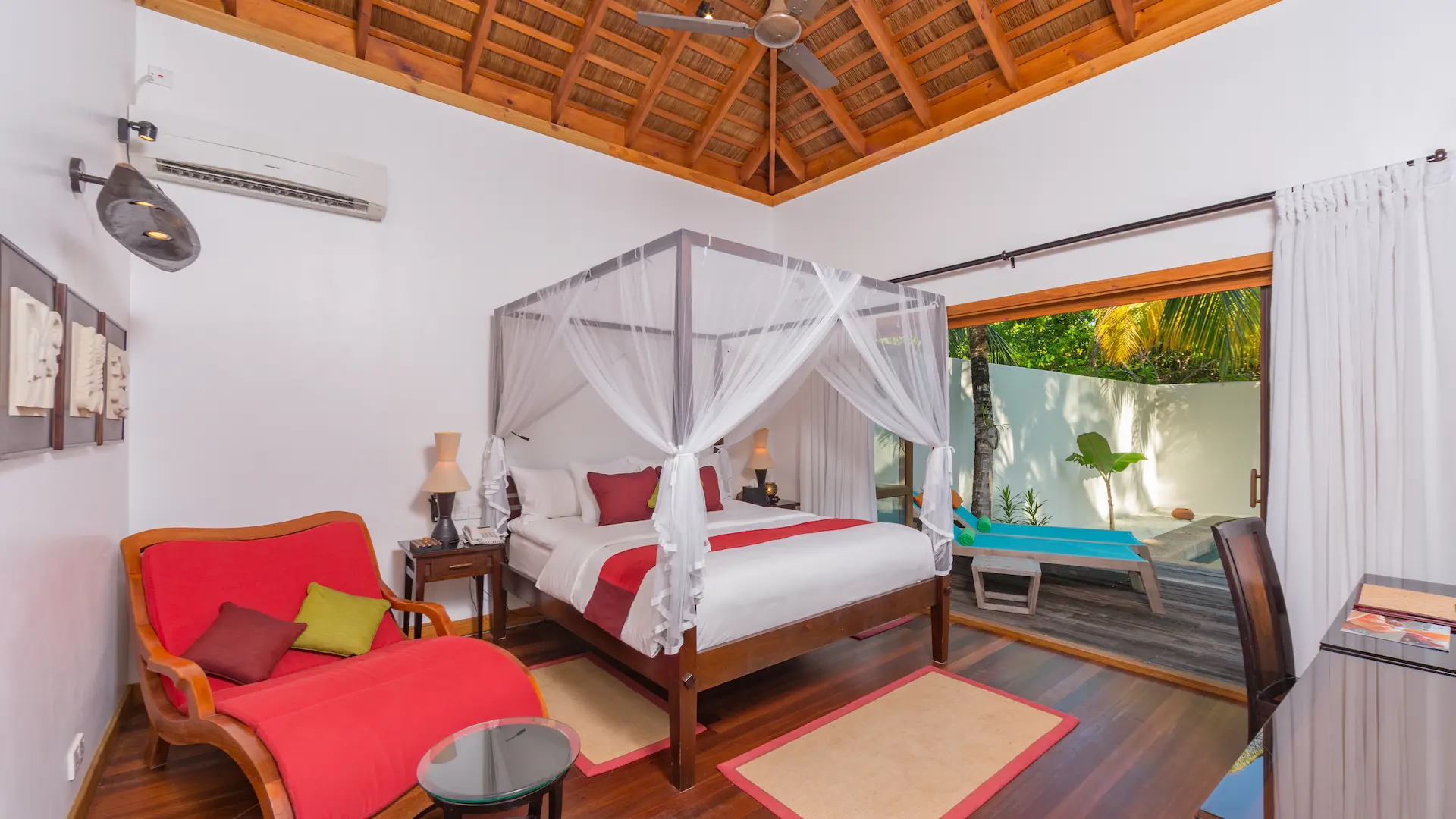 kuredu island resort & spa maldives private pool villa interior bed