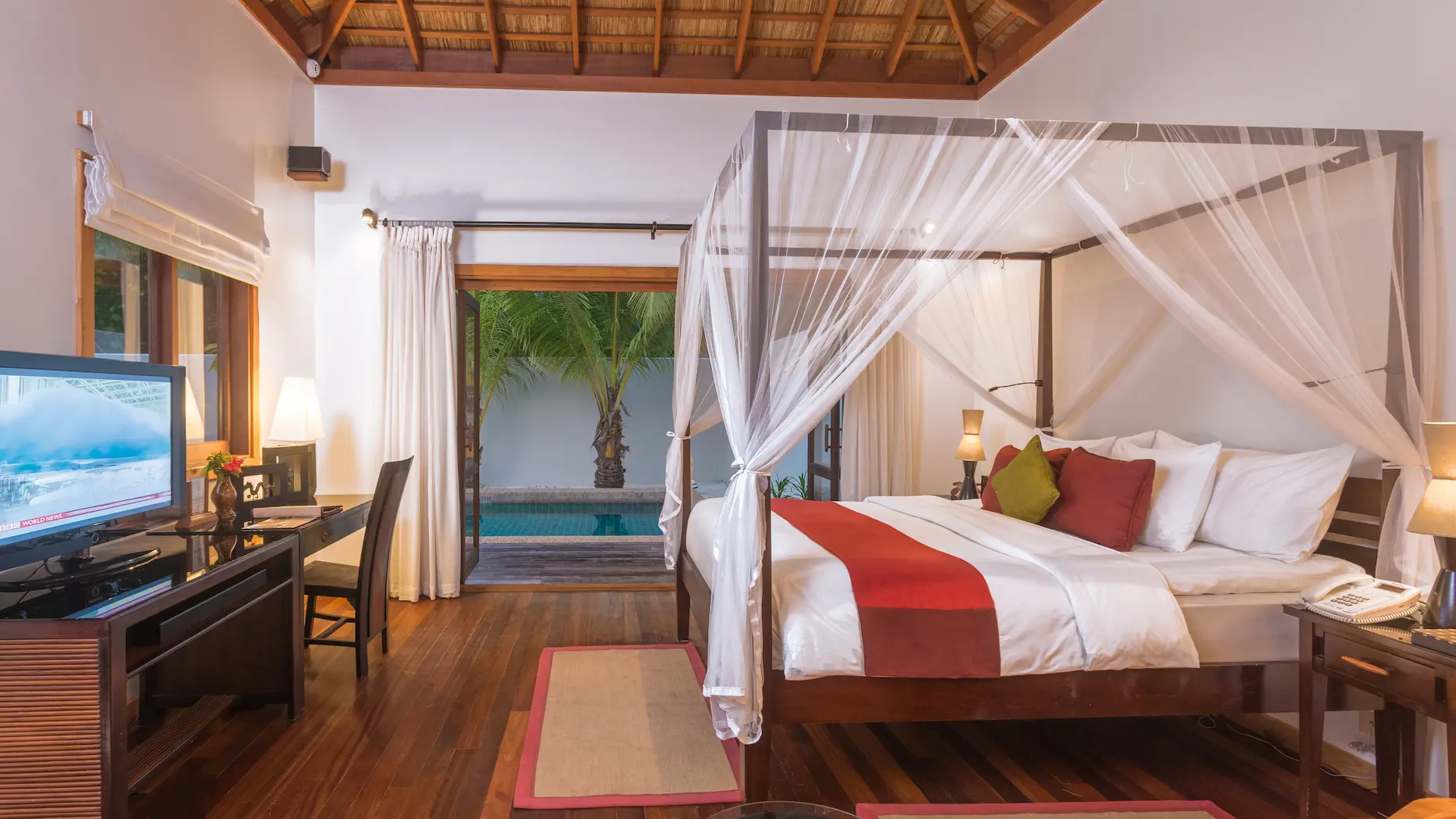 kuredu island resort & spa maldives private pool villa interior bedroom